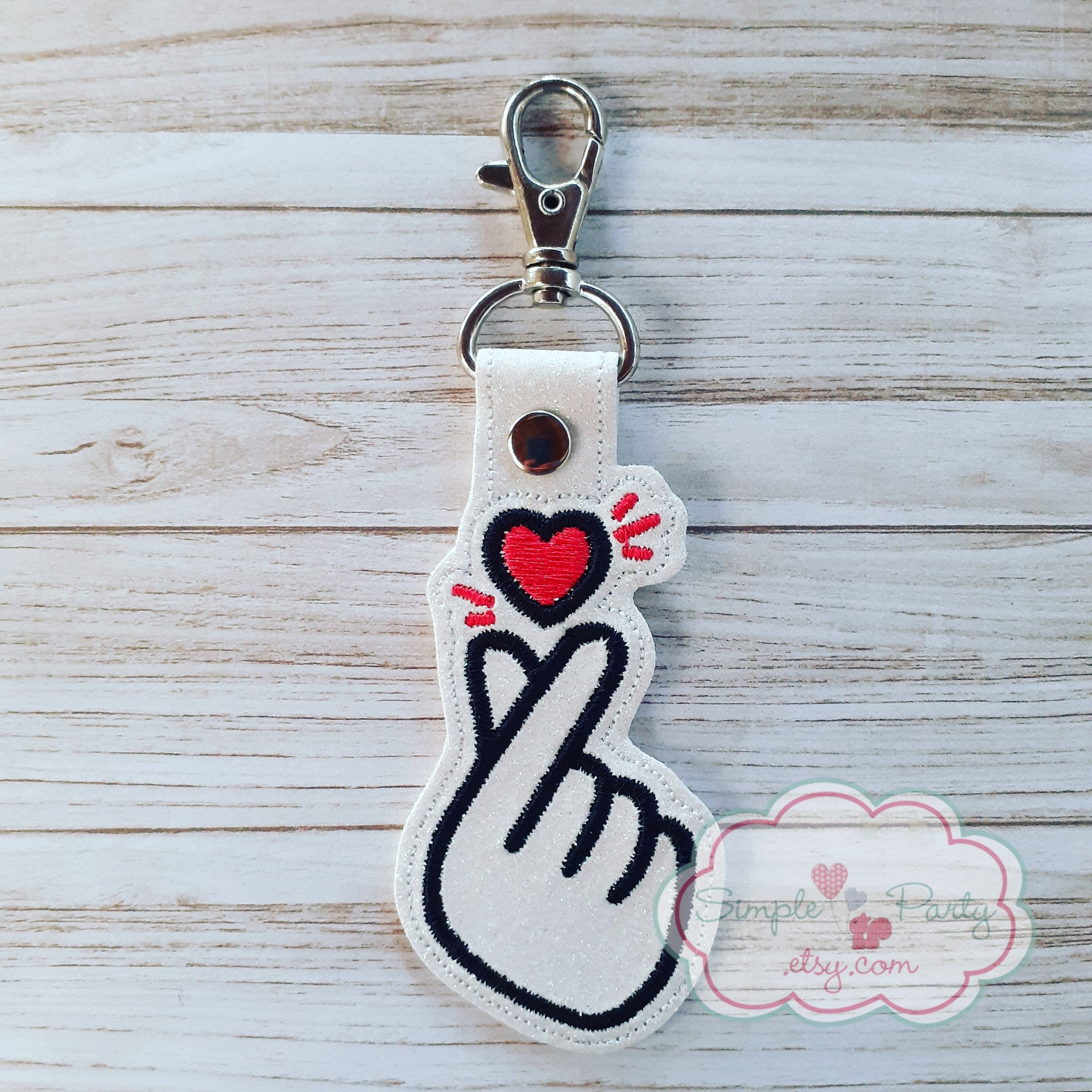 Korean Finger Heart Snap Tab Design snap tab design korean Etsy