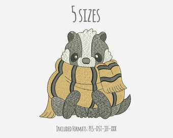 Cute Animal Hufflepuff House, Hogwarts Houses Embroidery Design, wizard embroidery design, instant download, embroidery file, hogwarts logo