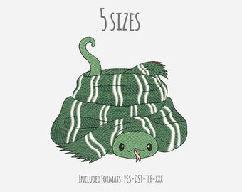 Süßes Tier-Slytherin-Haus, Hogwarts-Häuser-Stickmuster, Zauberer-Stickmuster, sofortiger Download, Stickdatei, Hogwarts-Logo