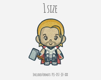 Thor Embroidery Design, superhero embroidery design, chibi, instant download, embroidery file, avengers embroidery, marvel