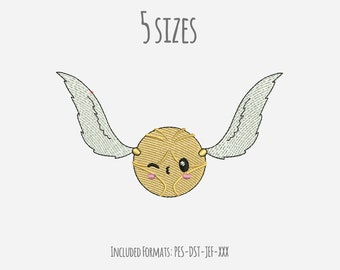 Cute Golden Snitch Embroidery Design, wizard embroidery design, instant download, embroidery file