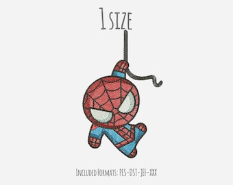 Diseño de bordado Spiderman, diseño de bordado de superhéroes, chibi, descarga instantánea, archivo de bordado, bordado de vengadores, maravilla