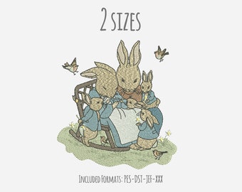 Peter Rabbit Family Embroidery Design, embroidery design, rabbit embroidery design, instant download, embroidery file, peter rabbit