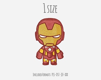 Iron Man Ricamo Design, iron man, disegno di ricamo di supereroi, chibi, download istantaneo, file di ricamo, ricamo di Vendicatori, meraviglia