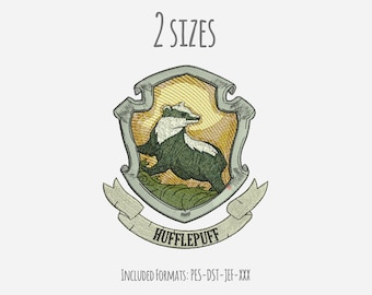 Diseño de bordado de cresta de casas de Hogwarts, diseño de bordado de mago, descarga instantánea, archivo de bordado, logotipo de Hogwarts