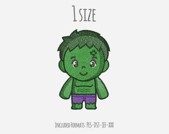 Diseño de bordado de Hulk, hulk, diseño de bordado de superhéroes, superhéroes chibi, descarga instantánea, archivo de bordado, bordado de vengadores, maravilla