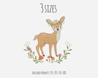 Cute Deer Embroidery Design, embroidery design, deer embroidery design, deer, instant download, embroidery file