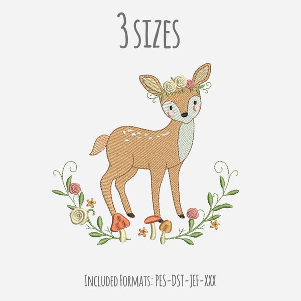 Cute Deer Embroidery Design, embroidery design, deer embroidery design, deer, instant download, embroidery file