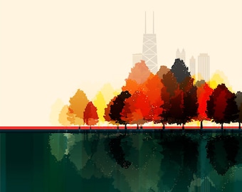 Autumn City / Chicago -  Art Print