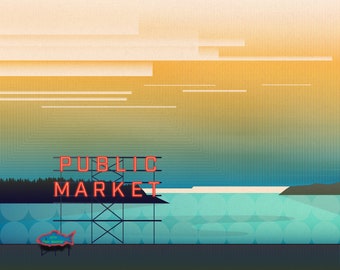 Seattle - Public Market Art Print