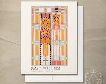 Blank Greeting Card - Dana Thomas House Window  / Frank Lloyd Wright