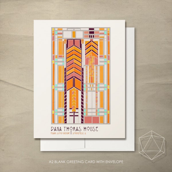 Blank Greeting Card - Dana Thomas House Window  / Frank Lloyd Wright