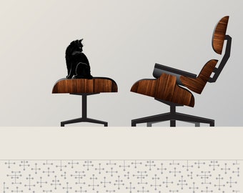 Architecture Cat - Eames Lounge Chair Art Print