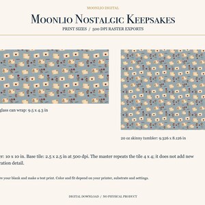 K&ouml;nnte beinhalten: Ein digitales Musterdesign namens Moonlio Nostalgic Keepsakes mit Vintage-Umschl&auml;gen und roten Rosen auf blauem Grund. Enth&auml;lt ein 24,13 x 10,92 cm gro&szlig;es Glas-Wrap und ein 23,69 x 20,64 cm gro&szlig;es Skinny-Tumbler-Wrap f&uuml;r 16 oz und 20 oz.
