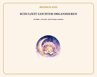 Kids School Planner Printable | Homework Organizer and Backpack Checklist | German & English | A4 US Letter PDF | Purple Light