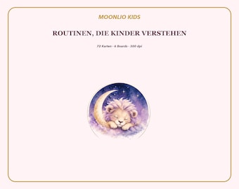 Kids Routine Cards Blush Pink | 72 Cards & 6 Daily Routine Boards | German English 300 dpi PDF