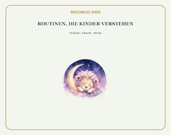 Kids Routine Cards Sage Green | 72 Cards & 6 Daily Routine Boards | German English 300 dpi PDF