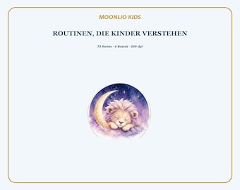 Kids Routine Cards Sky Blue | 72 Cards & 6 Daily Routine Boards | German English 300 dpi PDF