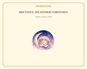 Kids Routine Cards Sunshine Yellow | 72 Cards & 6 Daily Routine Boards | German English 300 dpi PDF