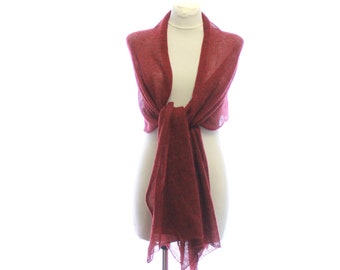 Knitted lace scarf , Brown red , Mohair wrap scarf for women ,  Burgundy mohair shawl Autumn colors Fall Winter accessory