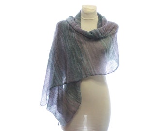 Knitted lace scarf , Shade Purple and blue , Mohair wrap scarf for women ,  mohair shawl Autumn colors Fall Winter accessory