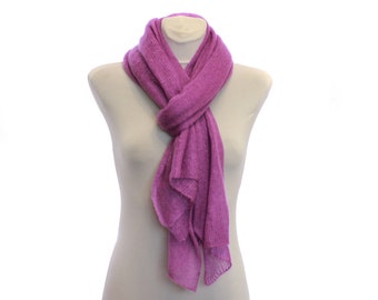 Knitted lace scarf , Lilac , Mohair wrap scarf for women ,  mohair shawl  Fall Winter accessory