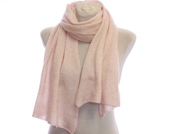 Knitted Pink Mohair Scarf, Lace Shawl