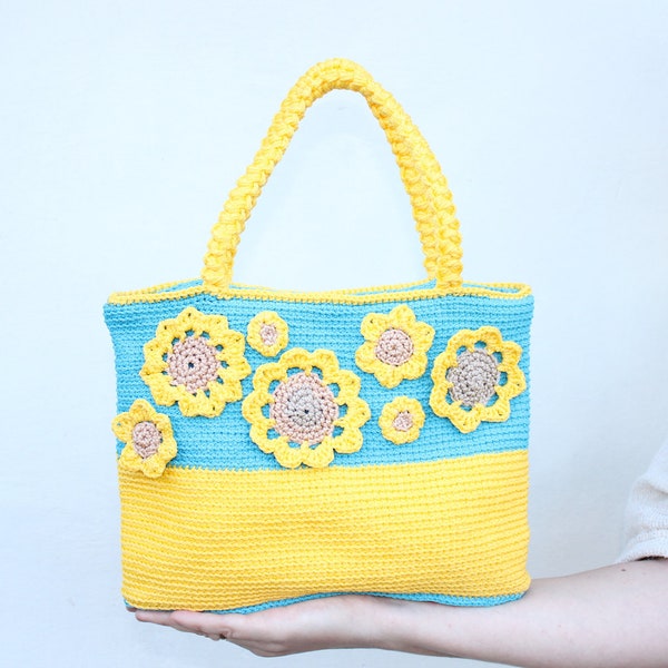 Crochet bag "Ukraine flag"  / Crochet bag OOAK  / yellow and blue colors / handmade bag