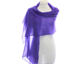 Knitted lace scarf ,  Purple color , Violet  , Mohair wrap scarf for women ,  mohair shawl Autumn colors Fall Winter accessory