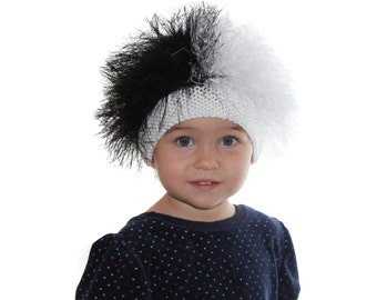 Free Shipping / Baby or Adult hat / Beanie Wig / fuzzy hat / Halloween /   Black and white hat / Cosplay wig