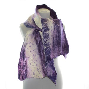 Felted Merino Wool Scarf: Lilac, Violet Ruffle Scarf