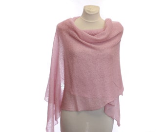 Knitted Mohair Lace Scarf: Light Pink Bridesmaid Shawl