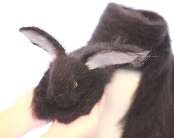 Knitted Rabbit Scarf, Fuzzy Animal Scarf