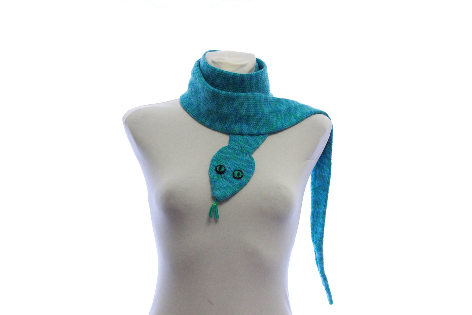 Snake Scarf / Hand Knit Scarf /turquoise snake / shades blue Etsy