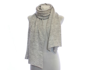 Knitted lace scarf ,  gray stola , Mohair wrap scarf for women , men's scarf ,  gray mohair shawl , Winter accessory