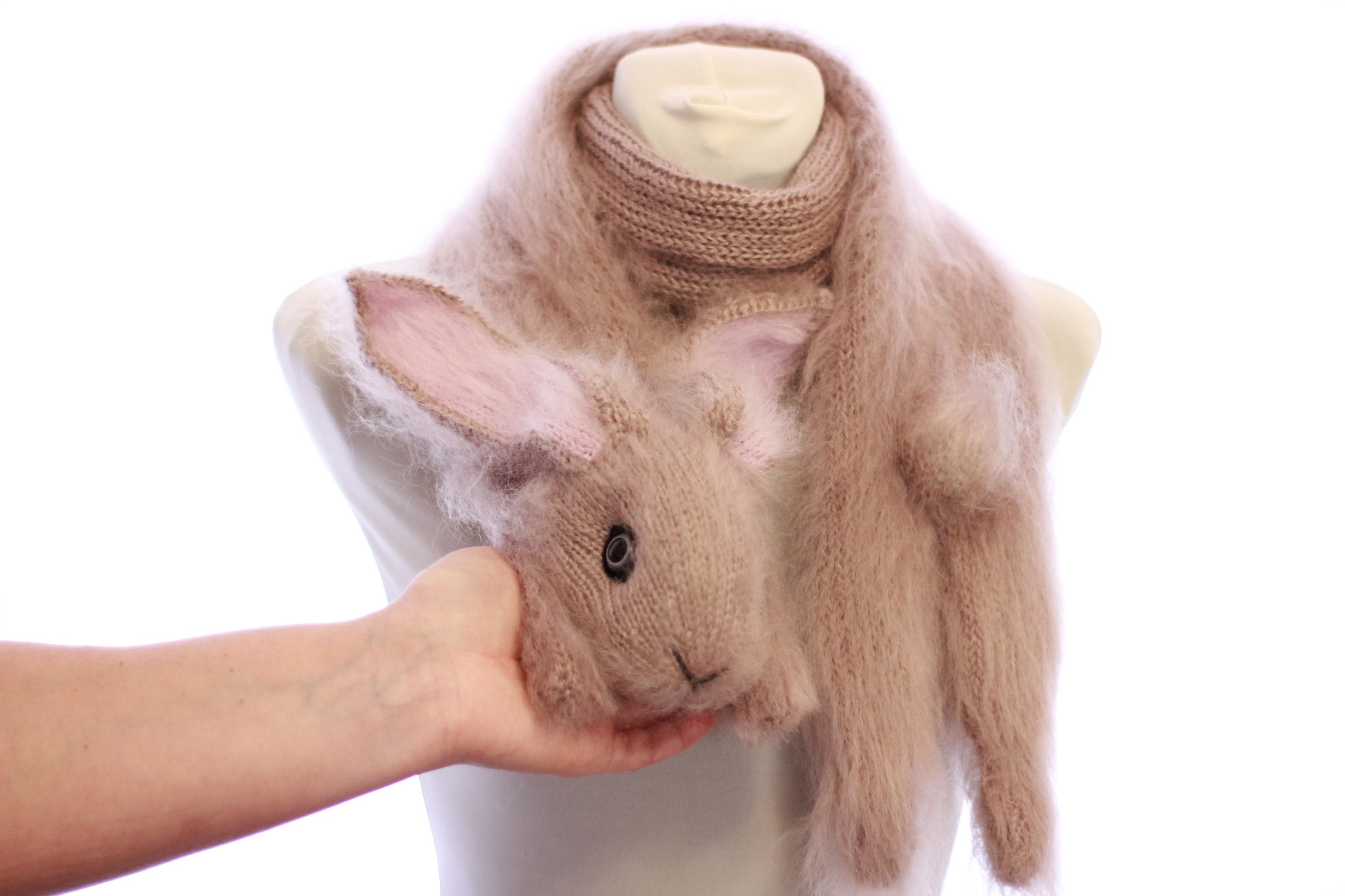 小物 Montmartre New York Bunnies Scarf Hand Knitted Mohair Rabbit Scarf, Fuzzy Animal Scarf - Etsy