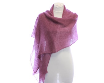 Knitted lace scarf , Lilac  , smoke pink ,  Mohair wrap scarf for women ,  mohair shawl Autumn colors Fall Winter accessory