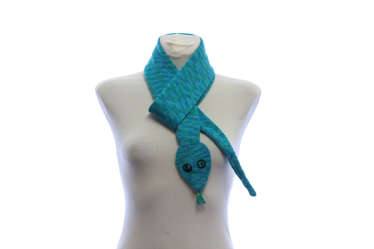 Snake Scarf / Hand Knit Scarf /turquoise snake / shades blue Etsy
