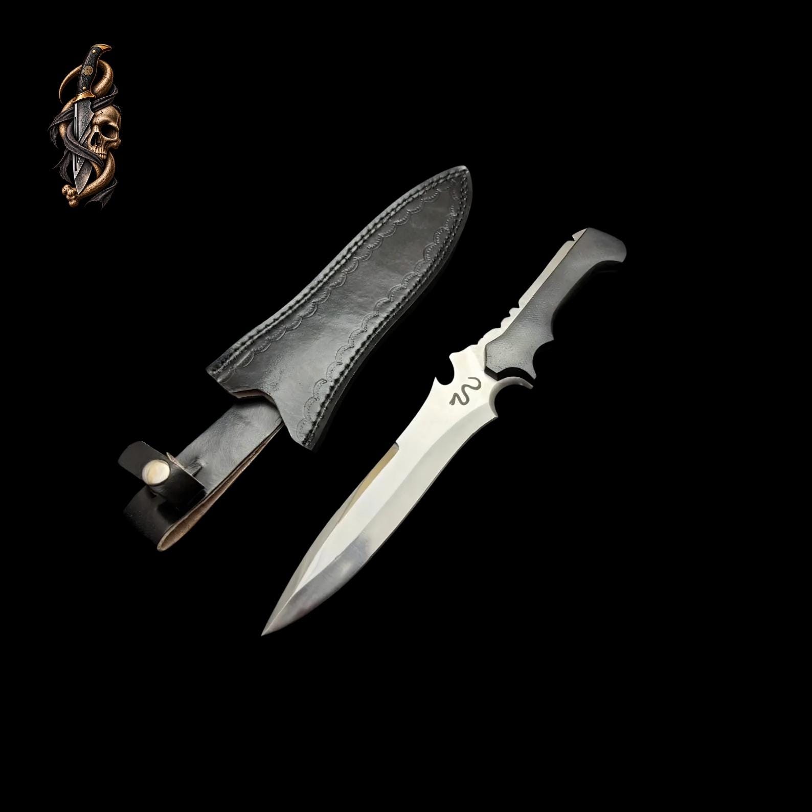 RE4 Remake Jack Krauser Replica Knife: D2 Steel, Leather Sheath thumbnail 8