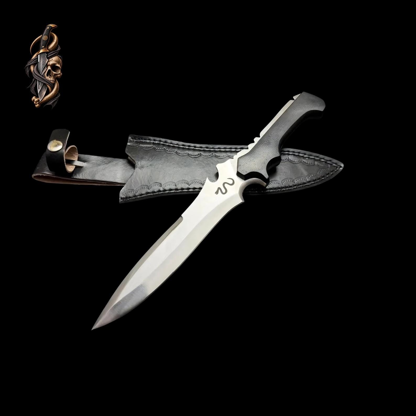 RE4 Remake Jack Krauser Replica Knife: D2 Steel, Leather Sheath thumbnail 5