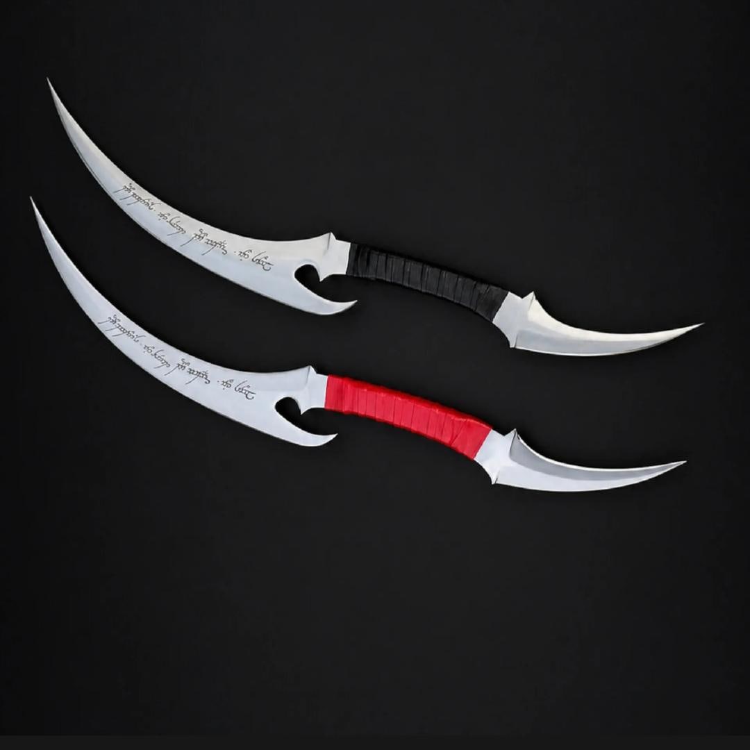 Elf Style Blades: Fantasy Daggers with | Handmade D2 Steel l Leather Wrap thumbnail 2