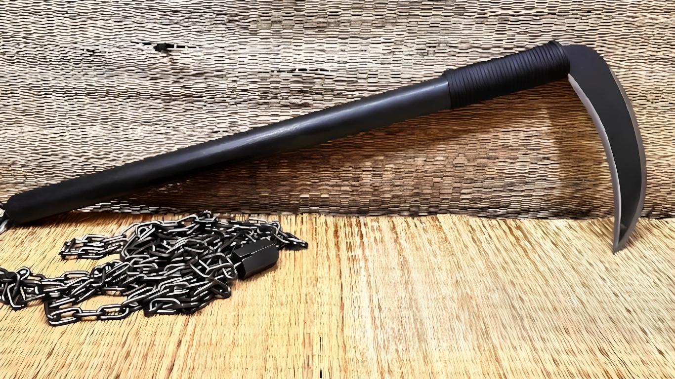 Kursigama Knife : D2 steel Blade, wood, Leather sheath thumbnail 4
