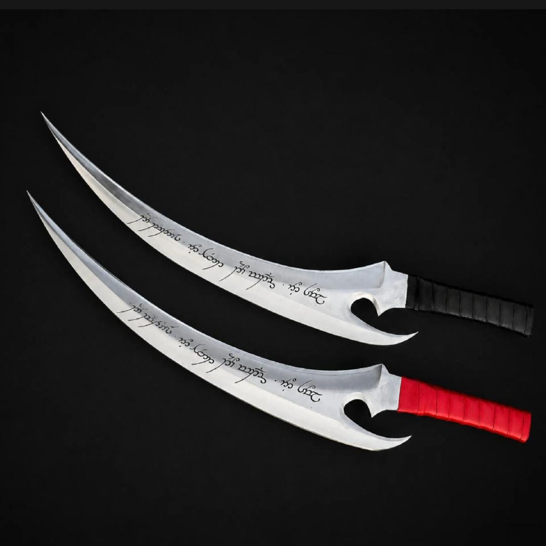 Elf Style Blades: Fantasy Daggers with | Handmade D2 Steel l Leather Wrap thumbnail 6