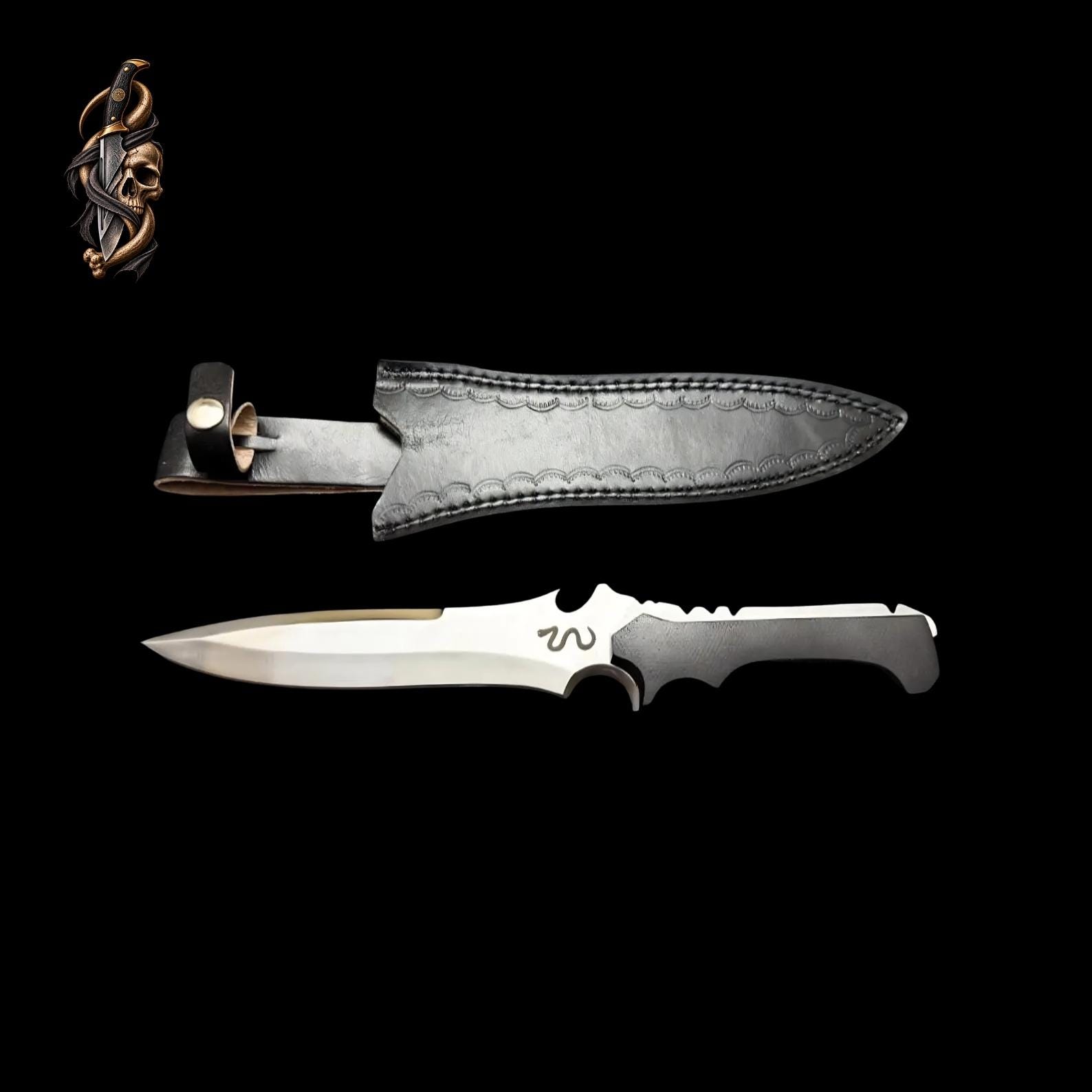 RE4 Remake Jack Krauser Replica Knife: D2 Steel, Leather Sheath thumbnail 7