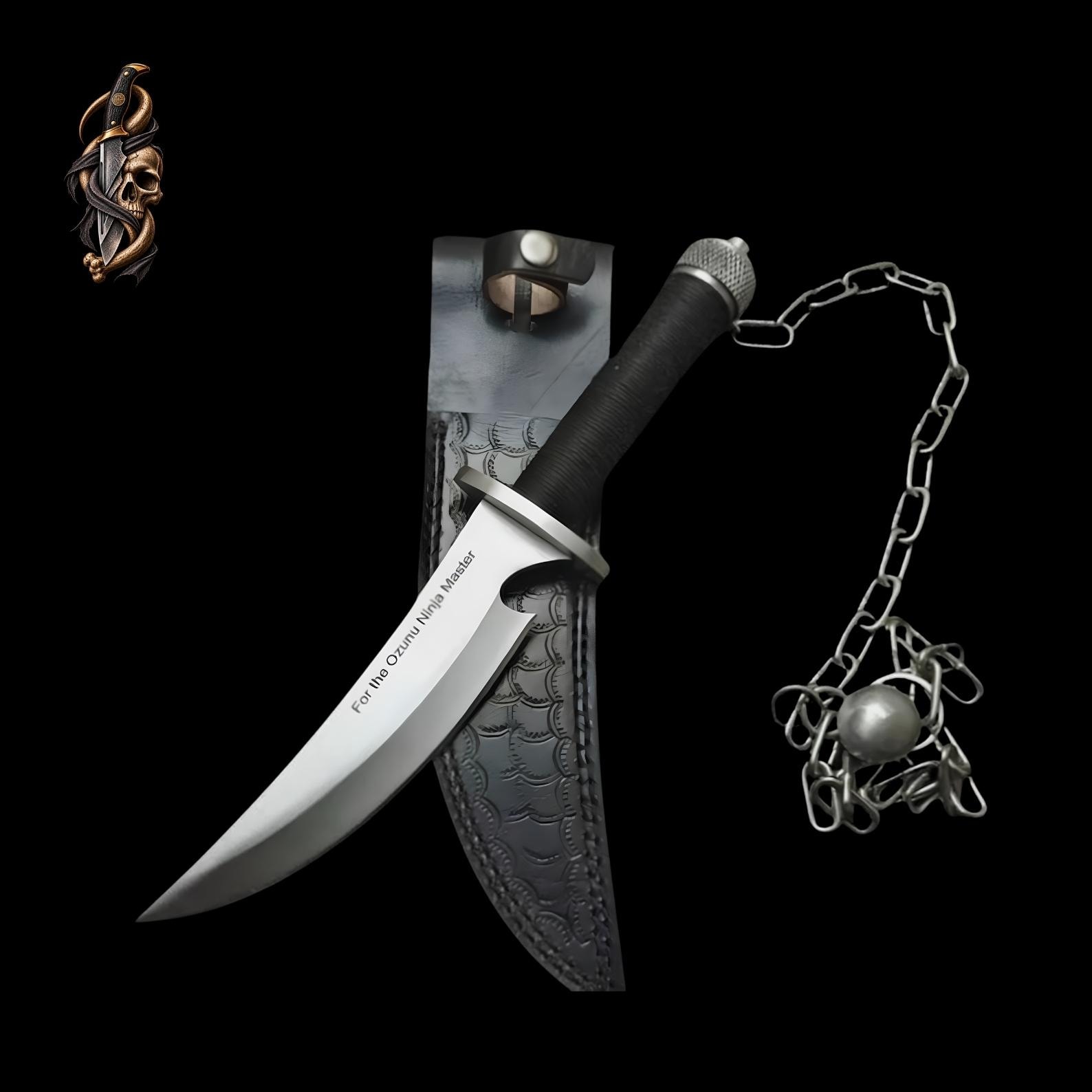 Ninja Assassin Collectible Replica Knife with High Carbon Steel Blade and Hand-Finished Leather Sheath thumbnail 5