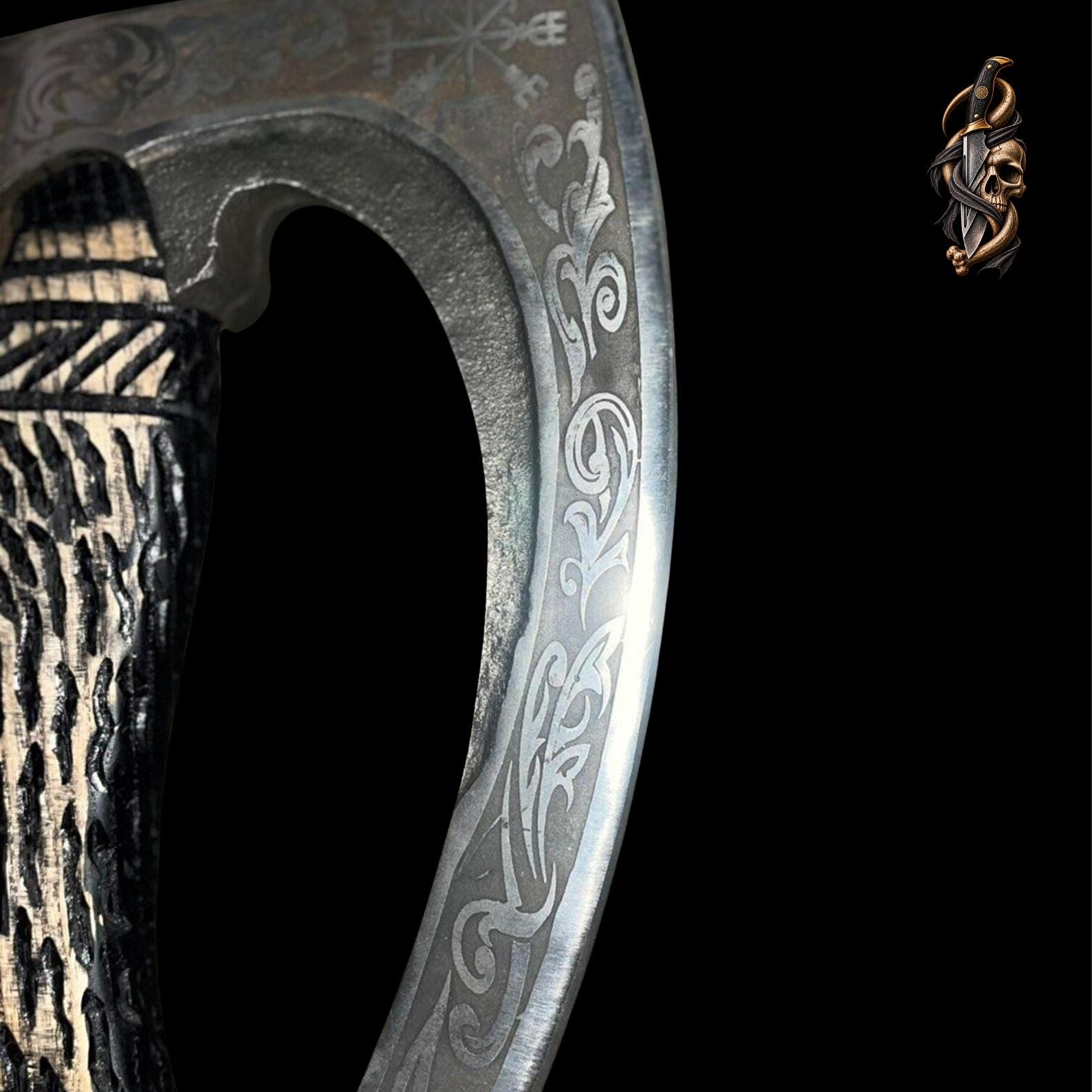 Viking Pizza Cutter Axe : Wood, Steel, Leather Sheath thumbnail 3