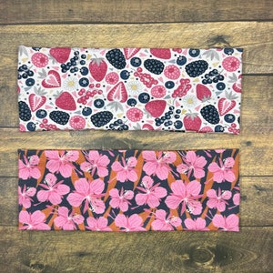Alaskan Fireweed and Berries  Handmade Headbands Jersey Knit Soft Raspberries Blueberries Floral and Flowers