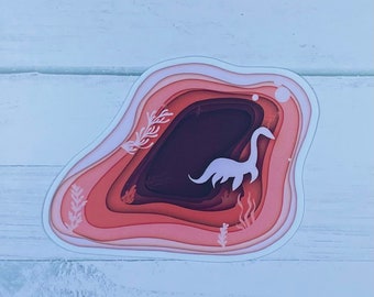 Pegatina del monstruo del lago Ness: Arte de Nessie coral, vinilo impermeable