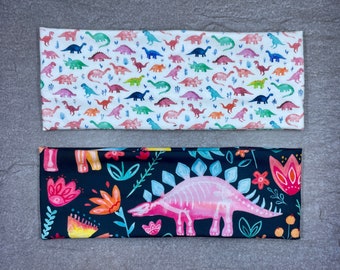 Pink Rainbow Cute Dinosaur Jersey Knit Soft Headbands Floral Dino Gift for Her Girls Accessories