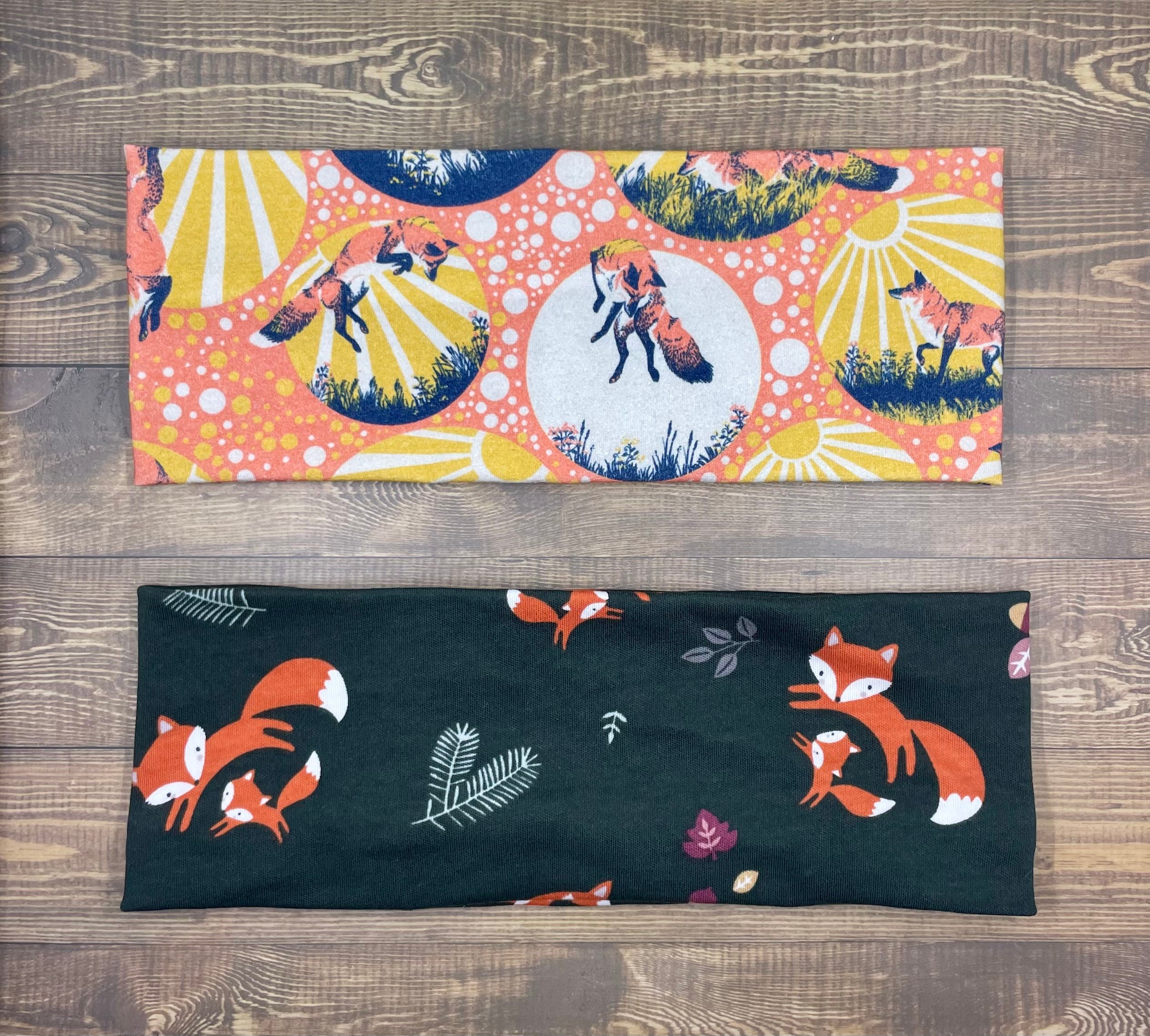 Fox and Baby Foxes Handmade Headbands Jersey Knit Soft